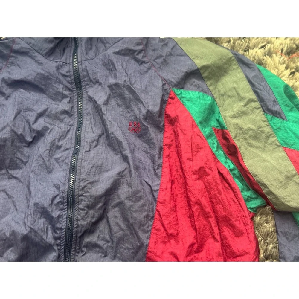 XL Vintage J.‎ C. Penny USA Olympic Full Zip Retro Colorblock Windbreaker Jacket